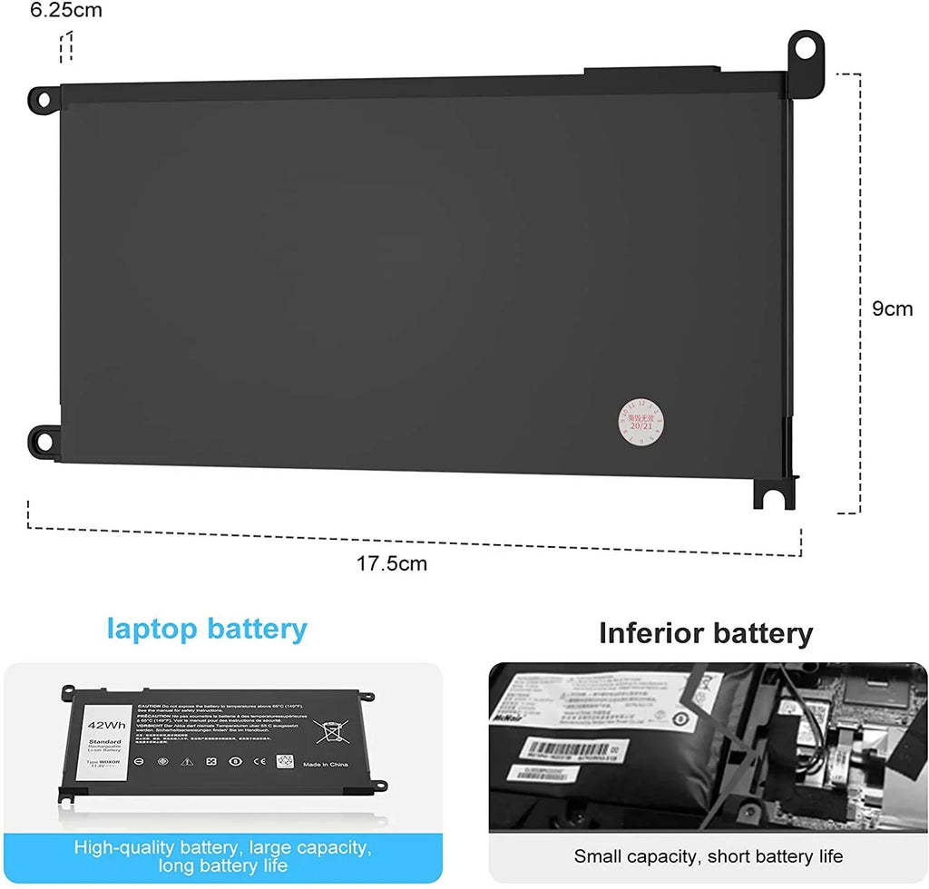 15 7569 Battery P69G 5567 5568 WDXOR 13 DELL For P75F 7368 WDX0R Inspiron 5368