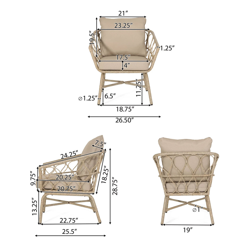 with Montserrat Brown Outdoor Wicker Seater 4 Cushions, Light and Set Beige Chat