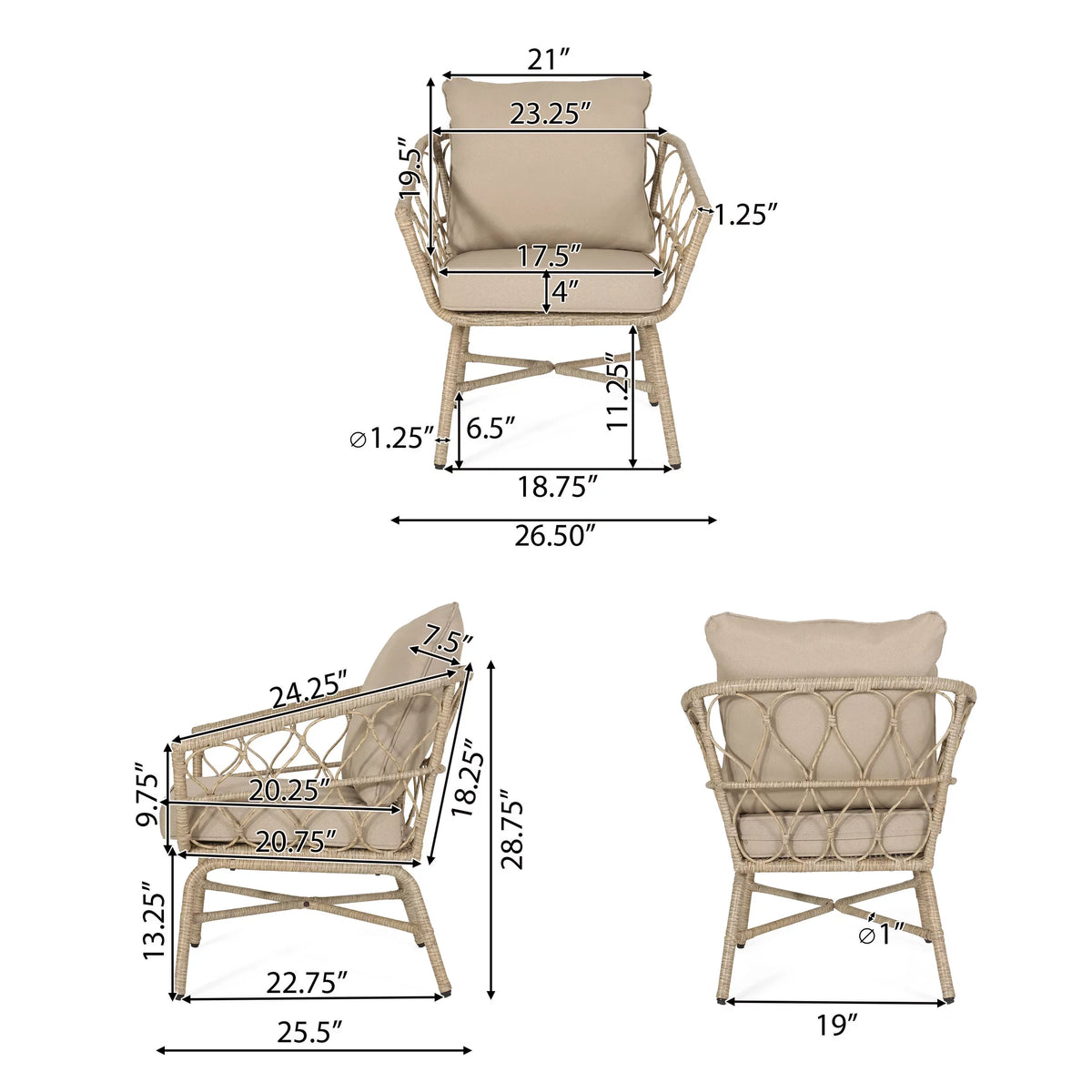 with Montserrat Brown Outdoor Wicker Seater 4 Cushions, Light and Set Beige Chat