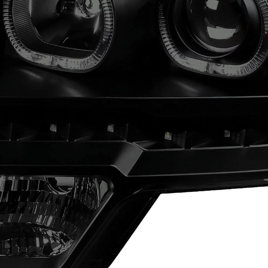 Tail Pickup F-150 Truck Set light For F150 [Dual Halo - Projector Headlights Ring] LED Black Smoked 09-14 + LED AKKON