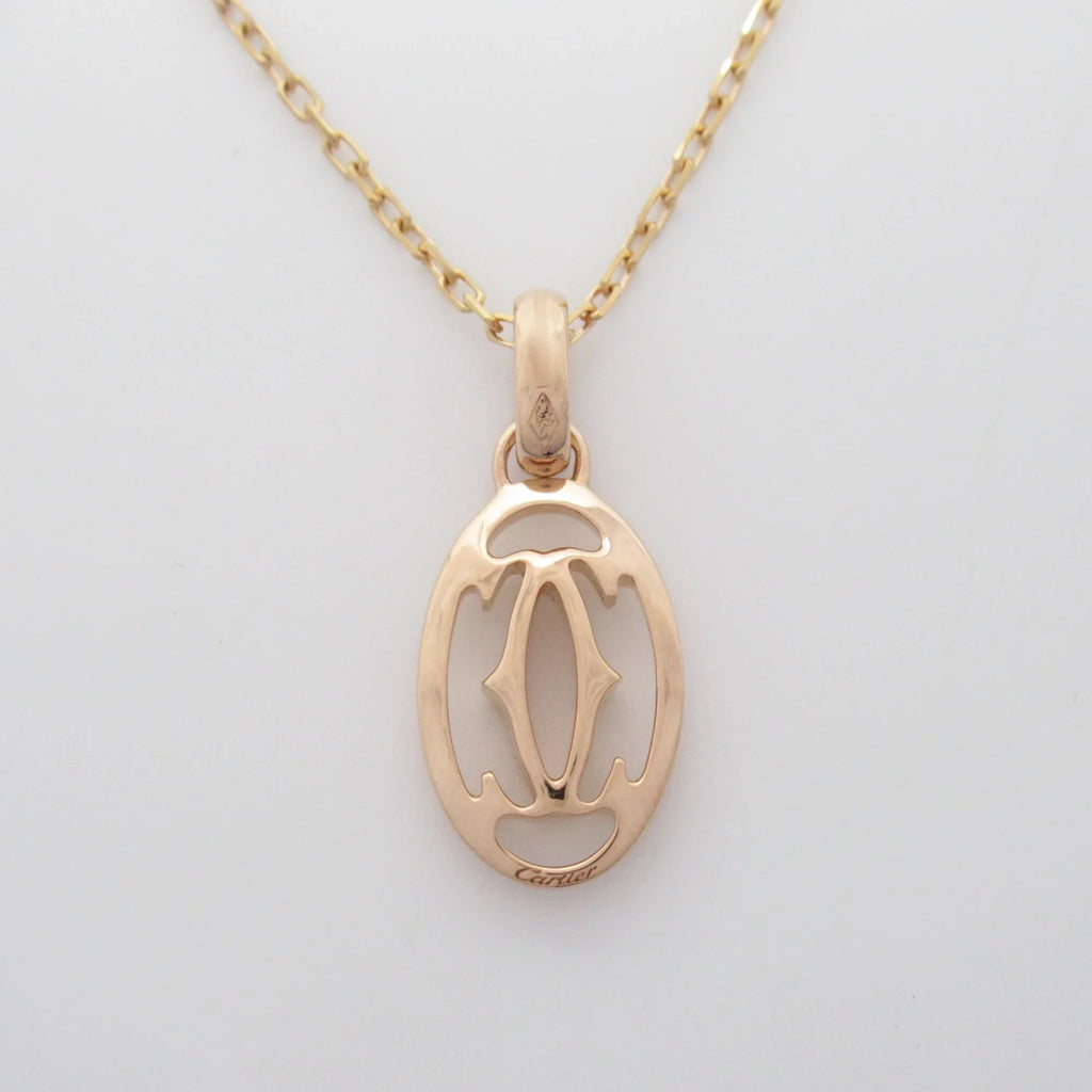 Necklace Clear diamond Necklace Pre-Owned Logo (Good) double CARTIER Gold) Clear K18PG(Rose