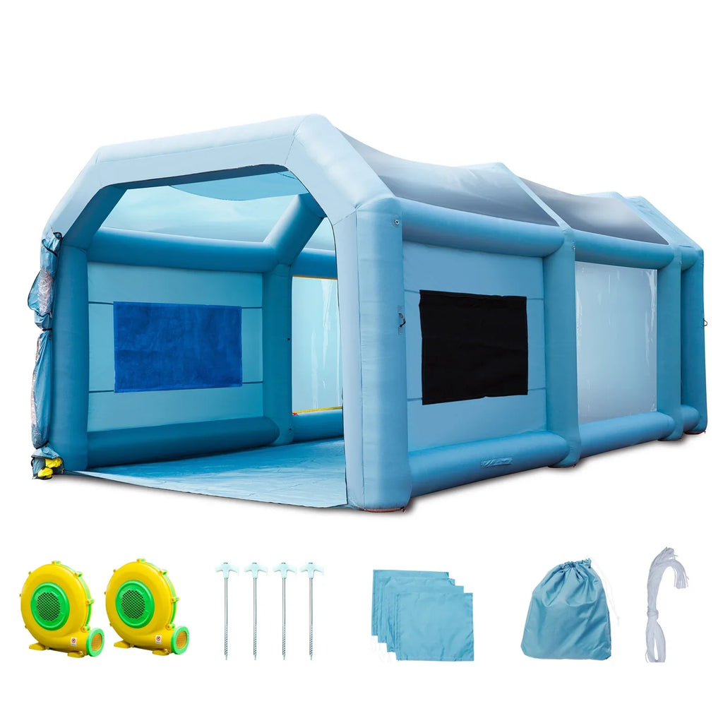 Booth Spray Paint Paint System 750W+950W Inflatable SKYSHALO with Car Filter Inflatable Booth Blower 26x15x11ft Tent
