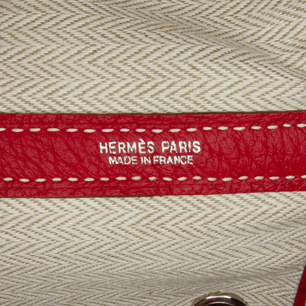 Leather Negonda Unisex Authenticated Garden Hermès Party Red (Good) Calf Pre-Owned Bag 36 Tote