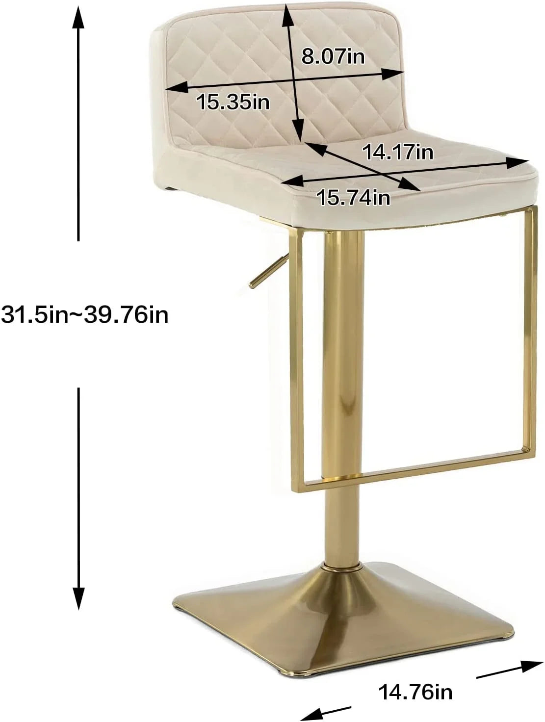 Stools Chairs Set Modern xrboomlife for of Height para Barstools Island Counter Gold Chair Stools cocina barra (Ivory Stools Adjustable Height Velvet sillas Kitchen de Island Swivel