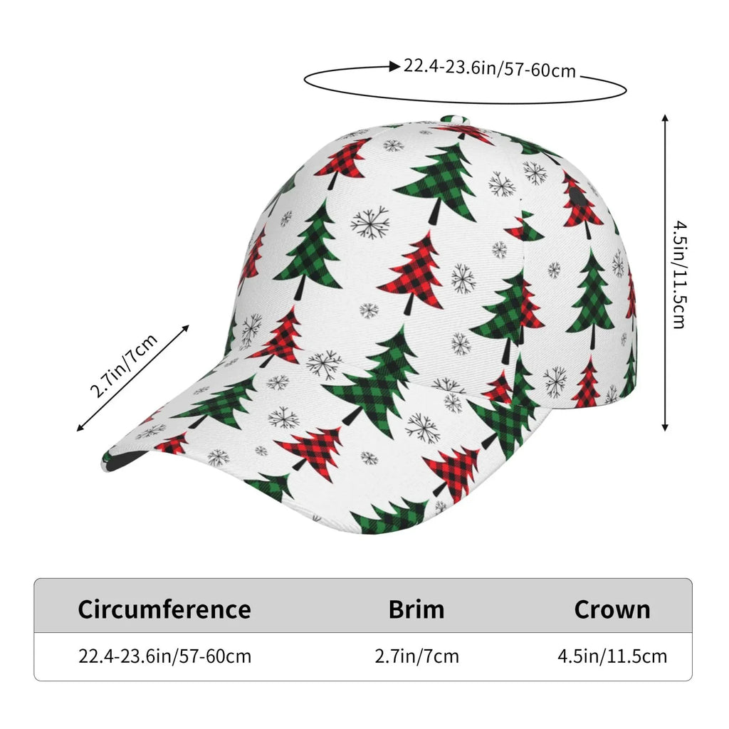 Baseball and Plaid Cap Outdoor All Workouts Seasons Adjustable Christmas Dad Activities Running Hat(Buffalo for Size Balery Trees)