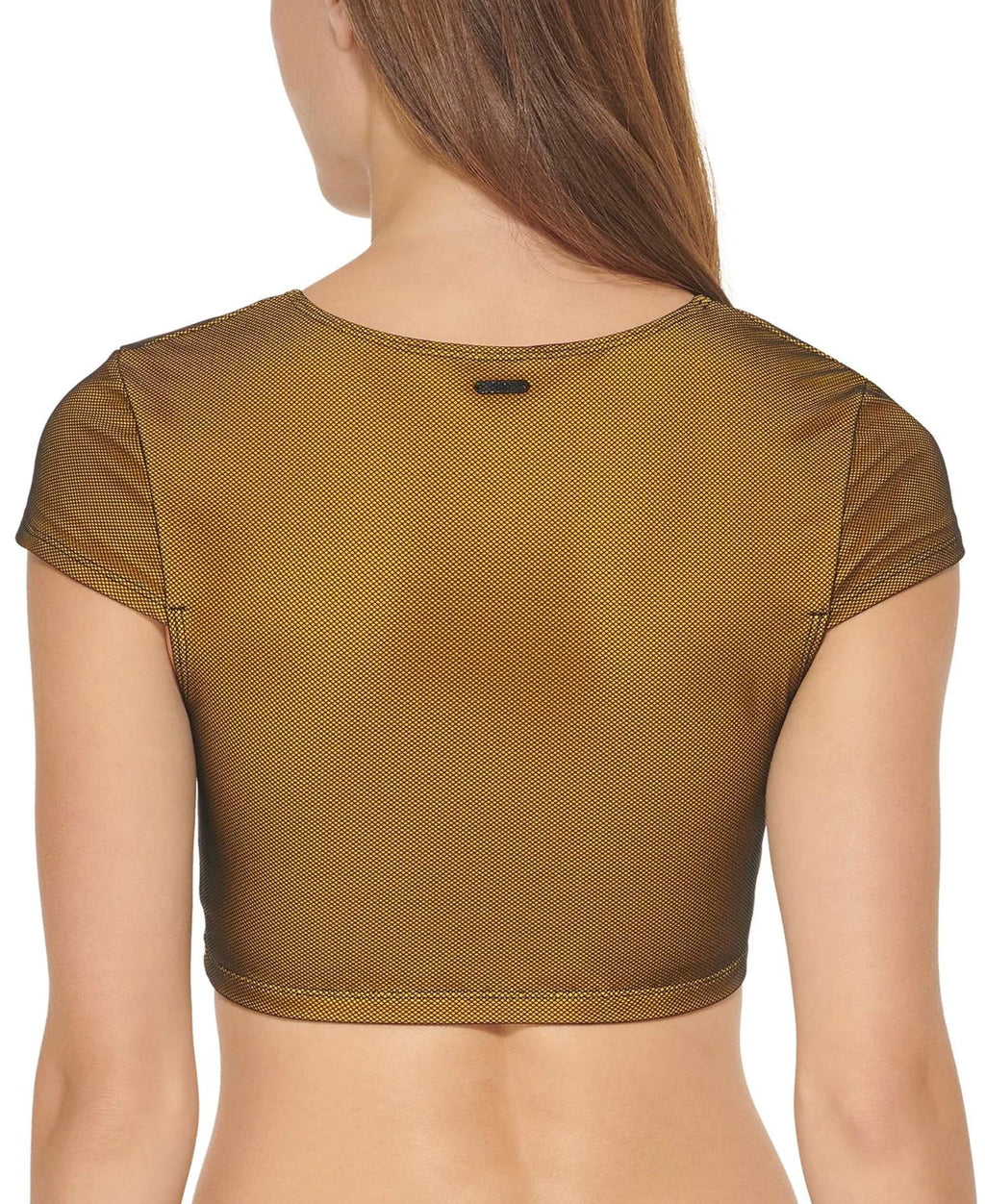 Womens Bikini Small Mesh Size Cropped Dkny $78 Yellow Top MSRP Overlay