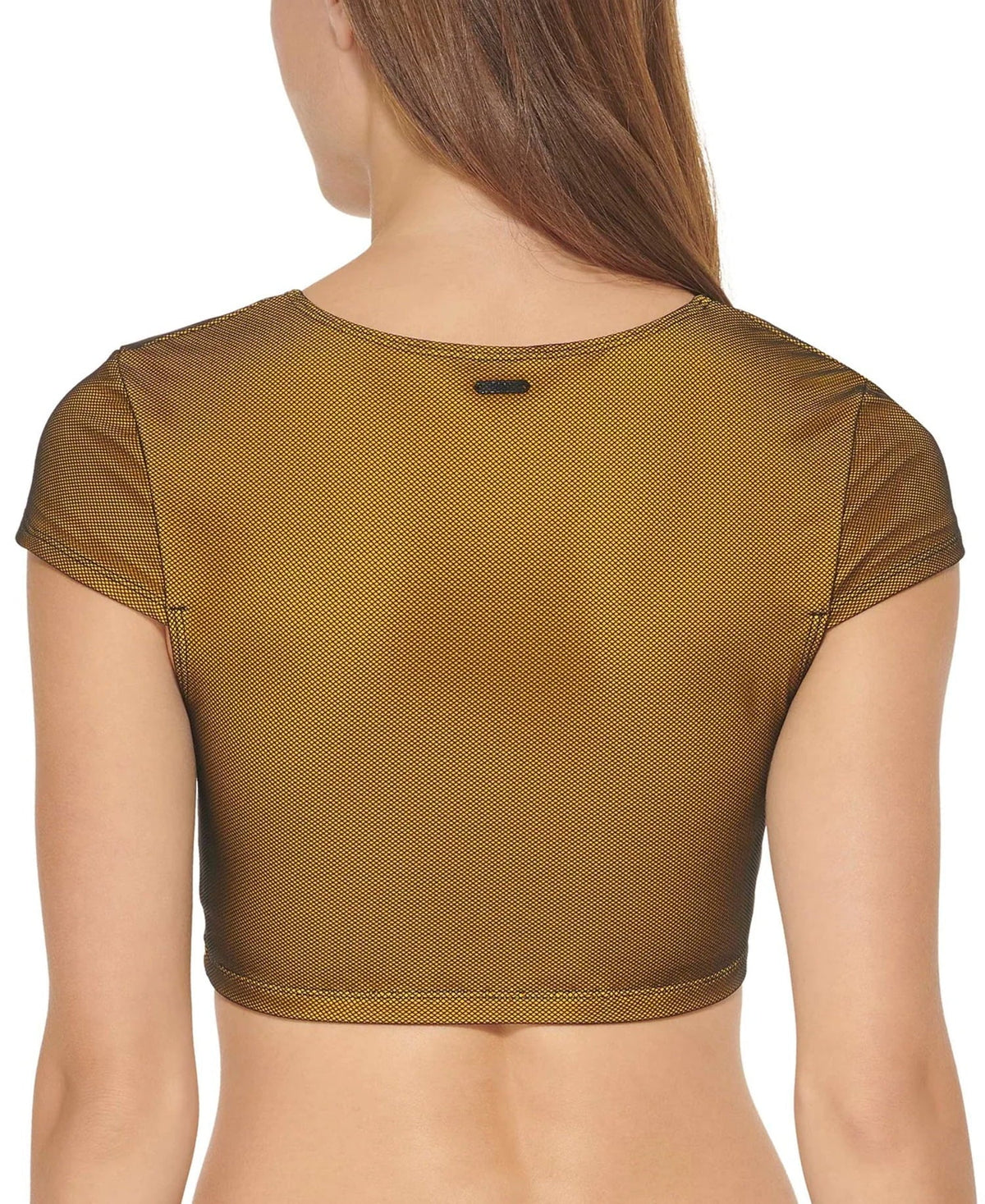 Womens Bikini Small Mesh Size Cropped Dkny $78 Yellow Top MSRP Overlay