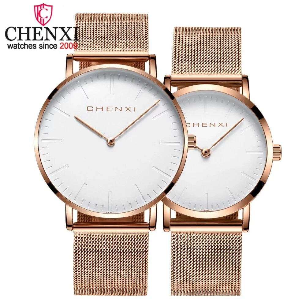 gold Fashion Rose Lover Ladies Watch thin Men Luxury Watches CHENXI Ultra Quartz Dress Woman Watch Elegant Brand Waterproof Top