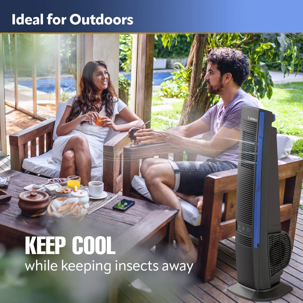 Misto 4 Misting Outdoor Foot 42” Black 10 Speeds, Power Lasko Cord, Fan Tower with YF300,