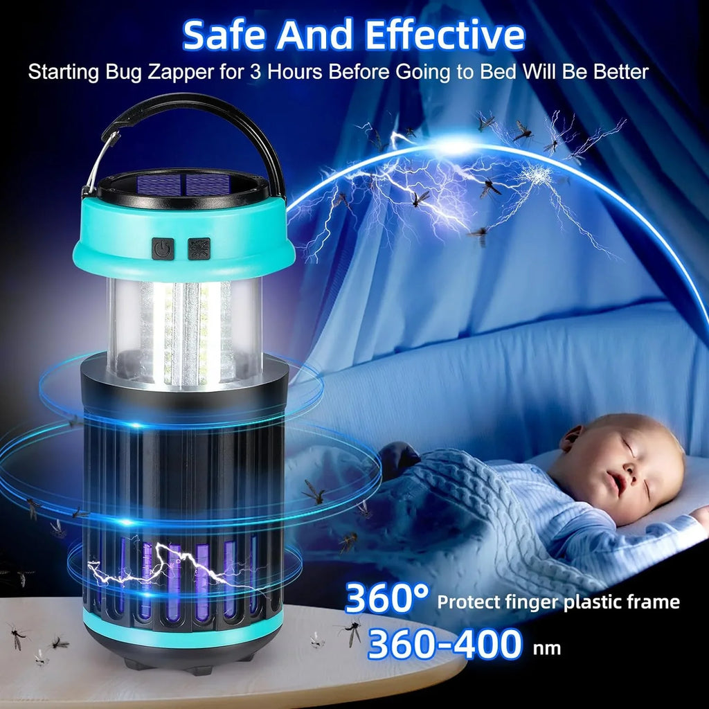 Solar Zapper, Fly Zapper Bug Bug 3 Home, G·PEH Emergency for Rechargeable Camping Mosquito Zapper Zapper Outdoor Bug with Light in Backyard, for 1 Trap Home, Waterproof, Indoor Outdoor