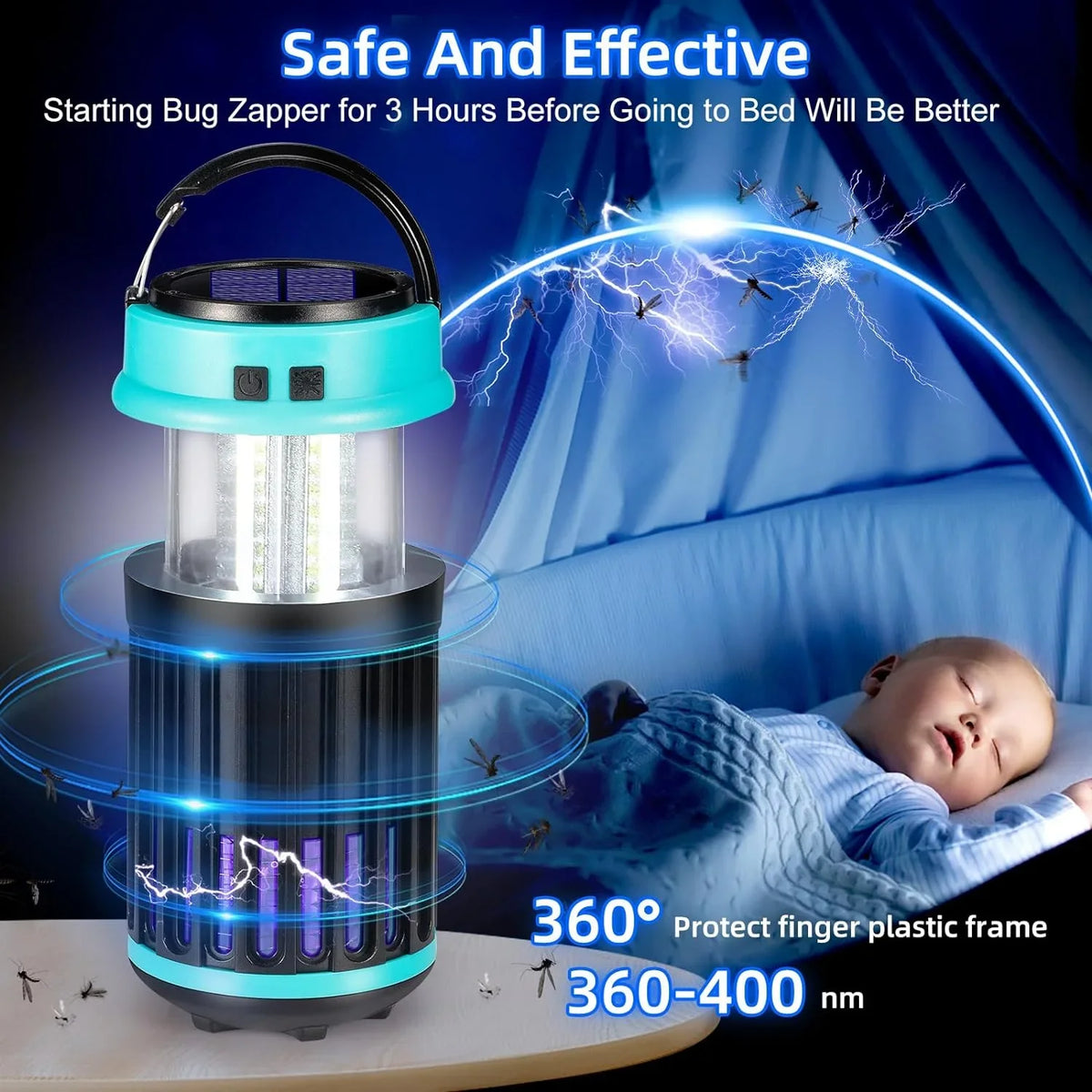 Solar Zapper, Fly Zapper Bug Bug 3 Home, G·PEH Emergency for Rechargeable Camping Mosquito Zapper Zapper Outdoor Bug with Light in Backyard, for 1 Trap Home, Waterproof, Indoor Outdoor