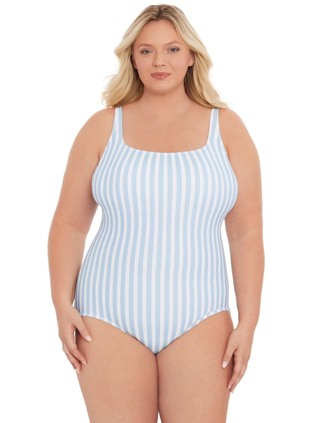 Pique Women's Sizes Neck Tru Piece Square and XS-3X Time Swimsuit, One