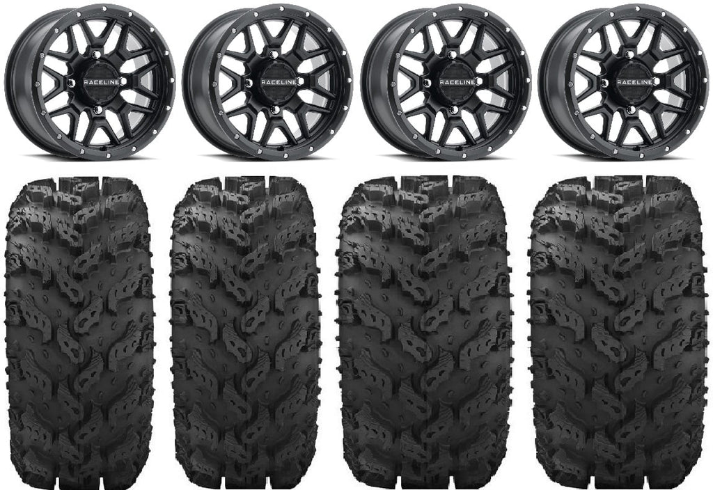 Krank Reptile Tires 27" Kawasaki Black Mule Pro Wheels 14" Raceline FXT
