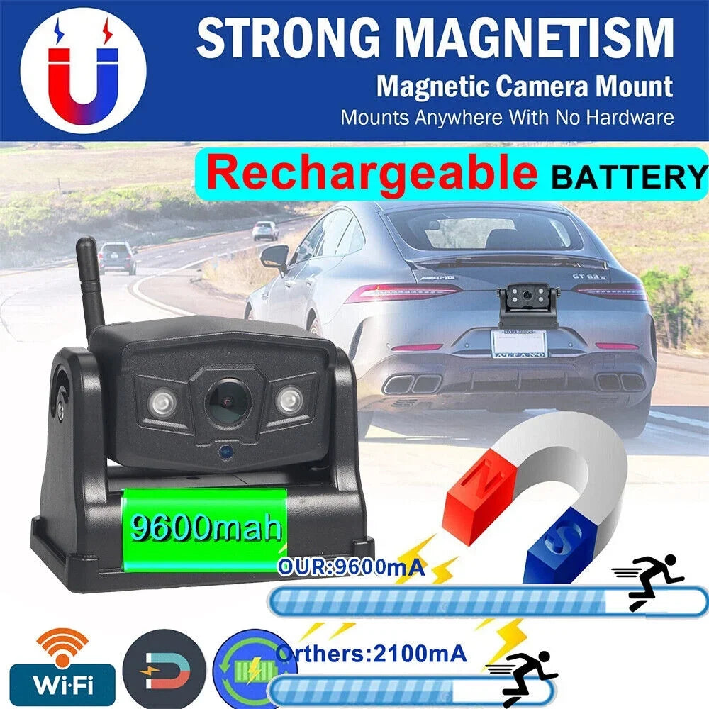 Front/Rear WiFi 9600mAh with Battery View, for Equipped Magnetic Camera, JLLOM Backup Wireless