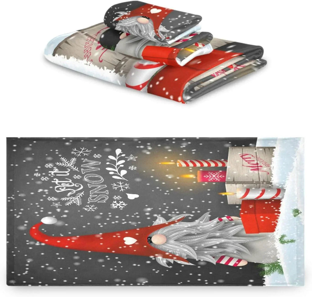 Absorbent of Hand Towel and Washcloth Soft Gnome Bath Towels 3, Set Spa Christmas Gym Towel, with Wellsay Bathroom Towel Hotel for Highly