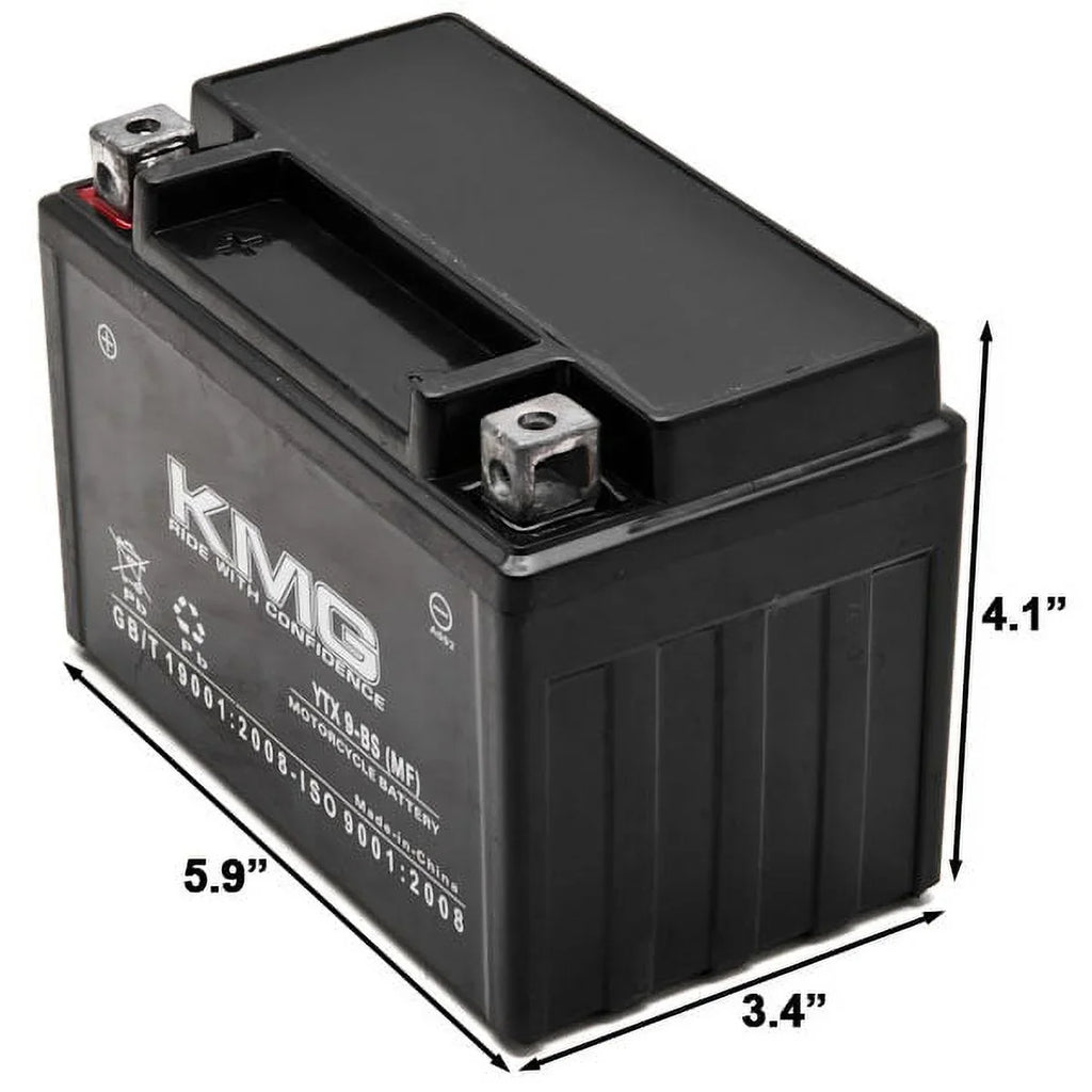 Battery Performance Compatible Sealed ATV GSX-R600 High Powersport Scooter Replacement 12V YTX9-BS Free with SMF Battery 1997-2012 Maintenance Snowmobile OEM Suzuki KMG 600 Motorcycle