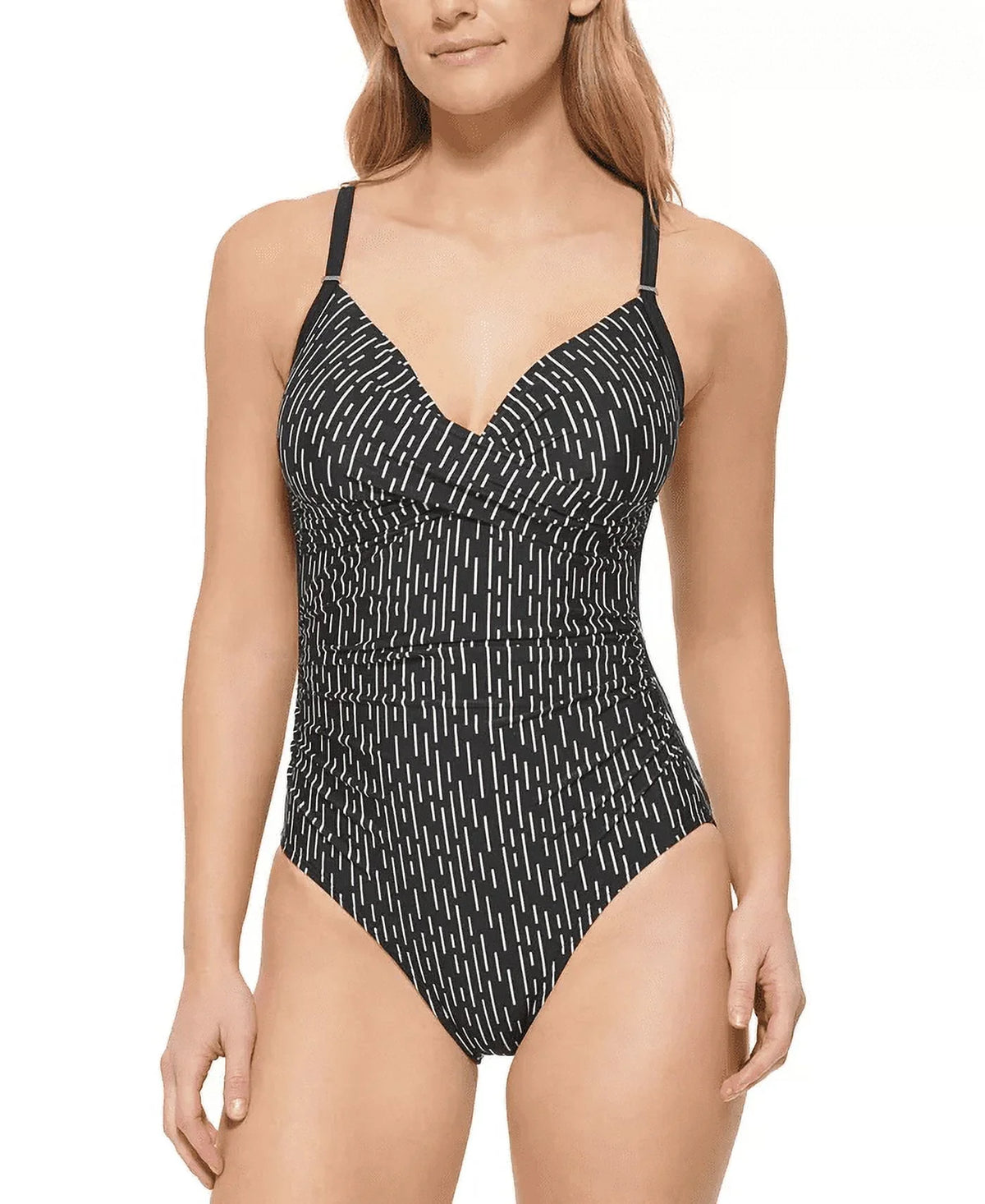 Twist Tummy Front 4 Klein Black Calvin Size Swimsuit Women's Control Piece One