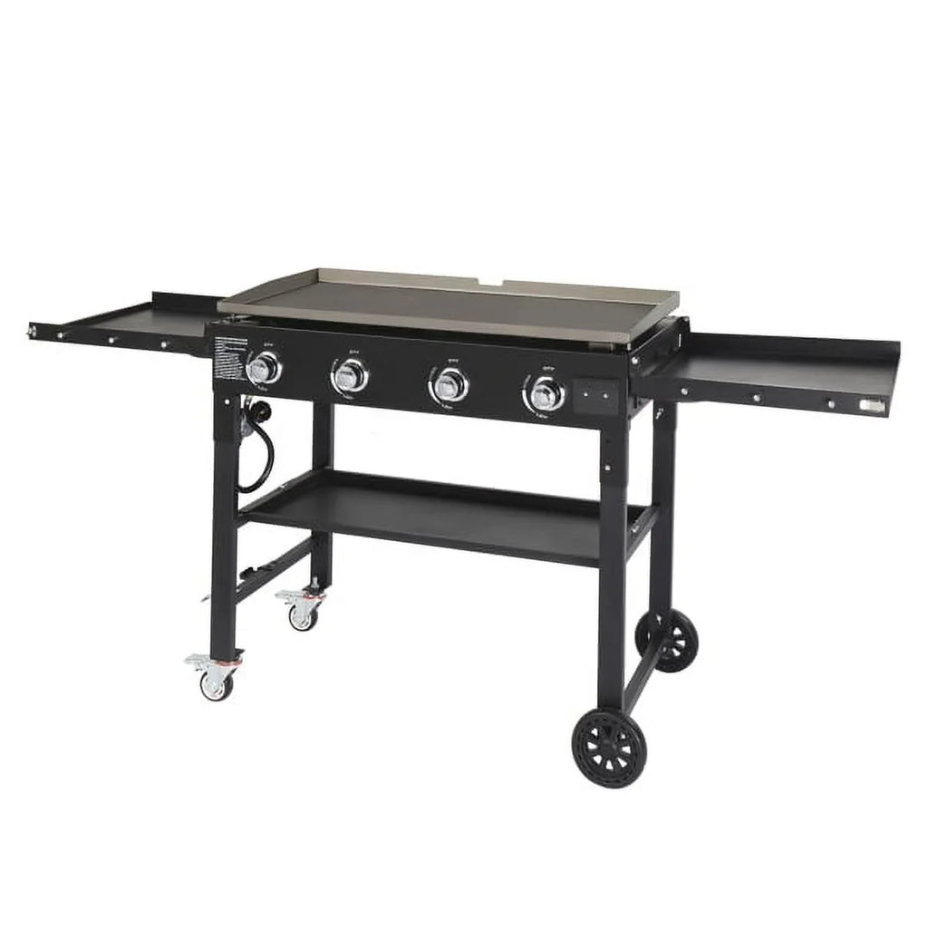 Garden Rack, Barbecue Picnic Propane Outdoor Steel & for Gas 4-Burner Cooking Side BBQ SYTHERS Foldable Grill Grill Stainless Patio with Spice Shelves Backyard