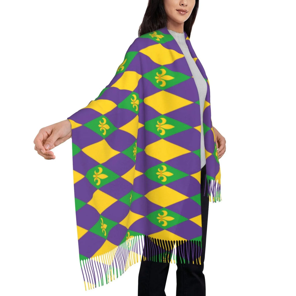 Mardi Large Print Wrap For Soft Gifts- Elegant Scarves Art Bingfone Winter Warm Women Gras Feel Cashmere Scarf Shawl
