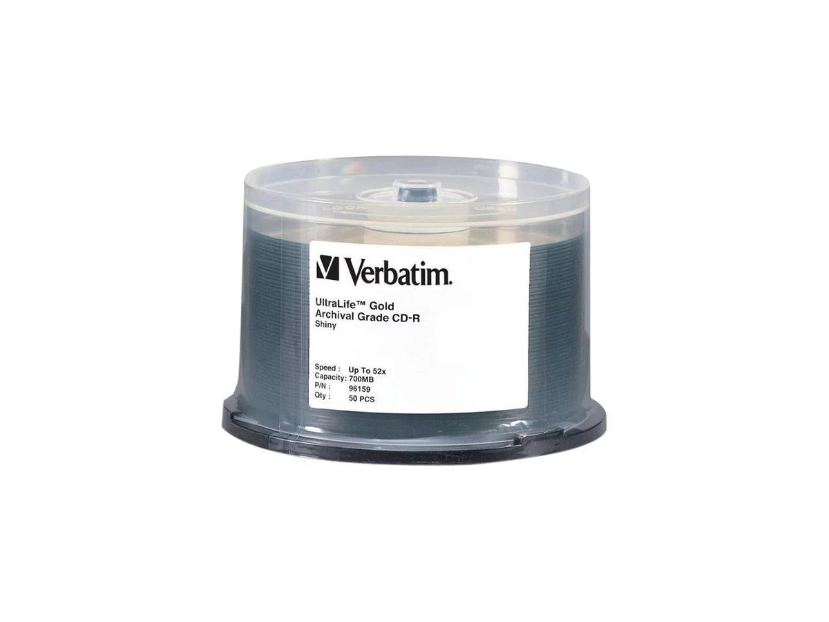700MB Verbatim 96159 UltraLife Spindle Model 50 Grade CD-R Gold Archival 52X Disc Packs