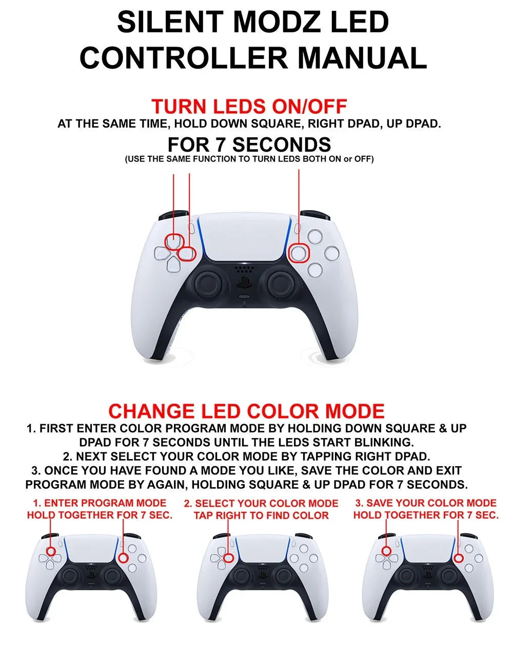 Up for PS5 Controller Wireless USA Buttons Silent Modz Flag Light Custom LED