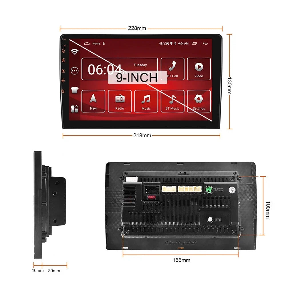 AHD 2+32GB USB FM/RDS Radio Auto GPS Stereo Screen WiFi Android Backup Navigation Receiver Carplay IPS Car Din Android 9" Wireless Double 1280*720 Camera Bluetooth