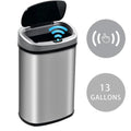 13 Gallon Sensor, & Bin Silver Mute with Lid, Office Motion Garbage Anti-Fingerprint Trash for Stainless Designed NiamVelo Waste Kitchen Can Steel Home, Can with Automatic Touch-Free