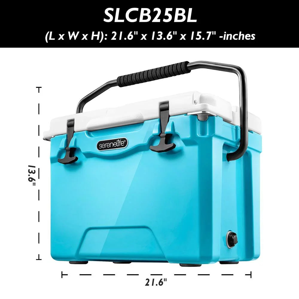25 Heavy-Duty Box Lightweight Cooler Handles, Cooler Portable SereneLife Ice W/ Travel (Blue) Quart