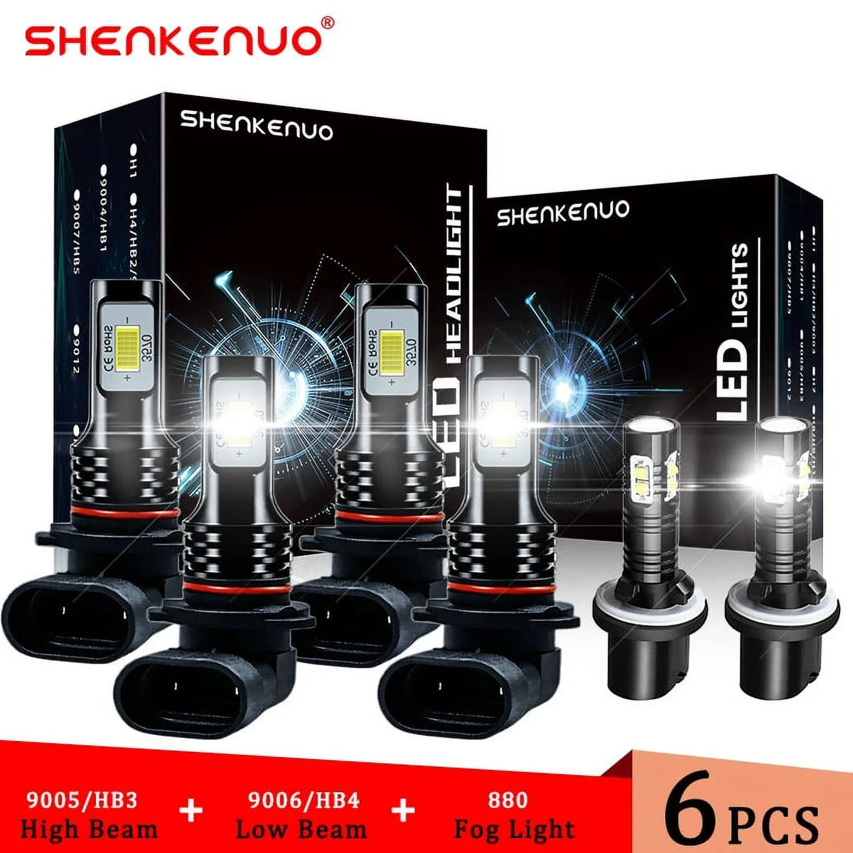 Tahoe 2000-2006 2000 6000K LED Super 2002 Chevy 6X Kit Bright Lights 1999 Headlights Bulbs 2001 Silverado For white