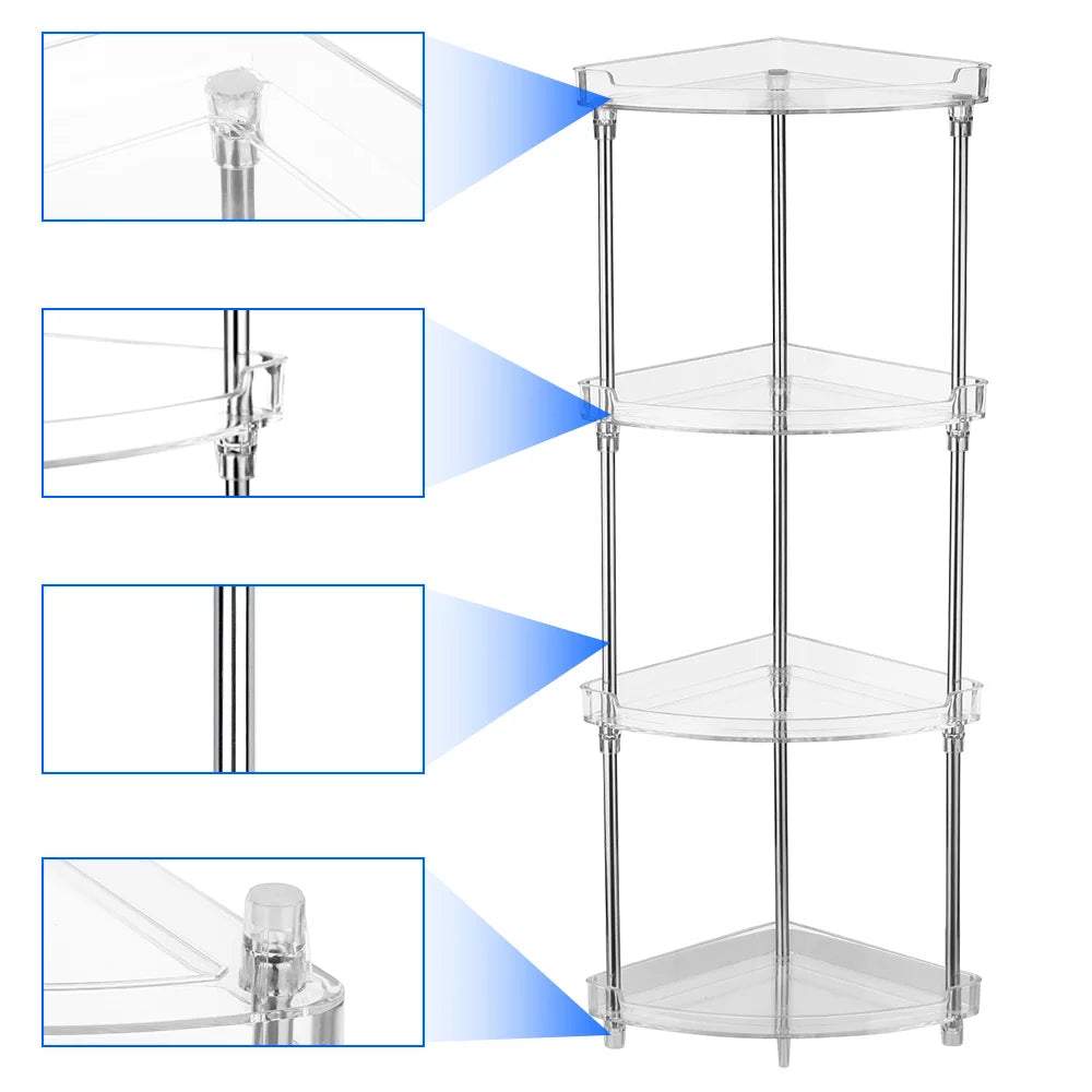 Free Organizing for Storage Caddy 2 Standing Stand 4-Tier Walmeck Corner Clear Countertops Shelves Bathroom Vanity