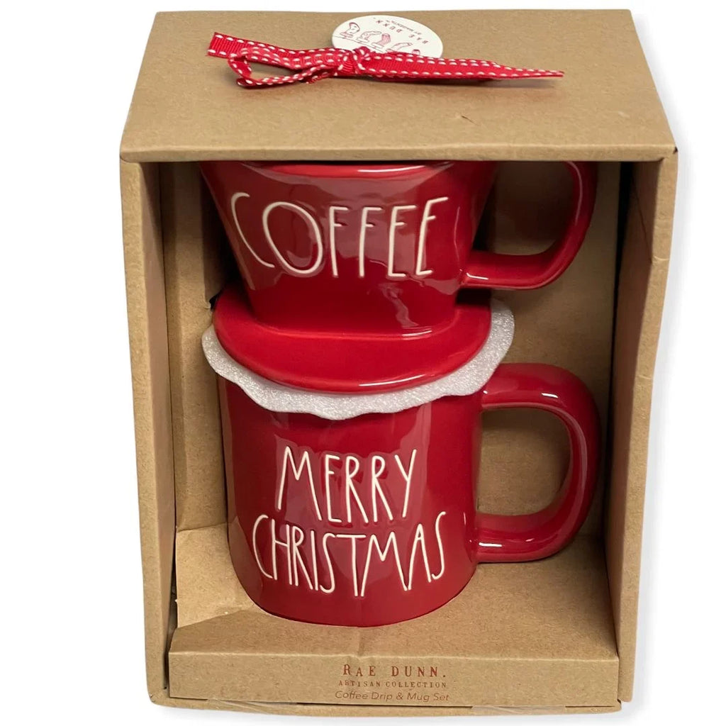 CHRISTMAS Gift Coffee Dunn Set Over Mug MERRY Rae Drip Pour