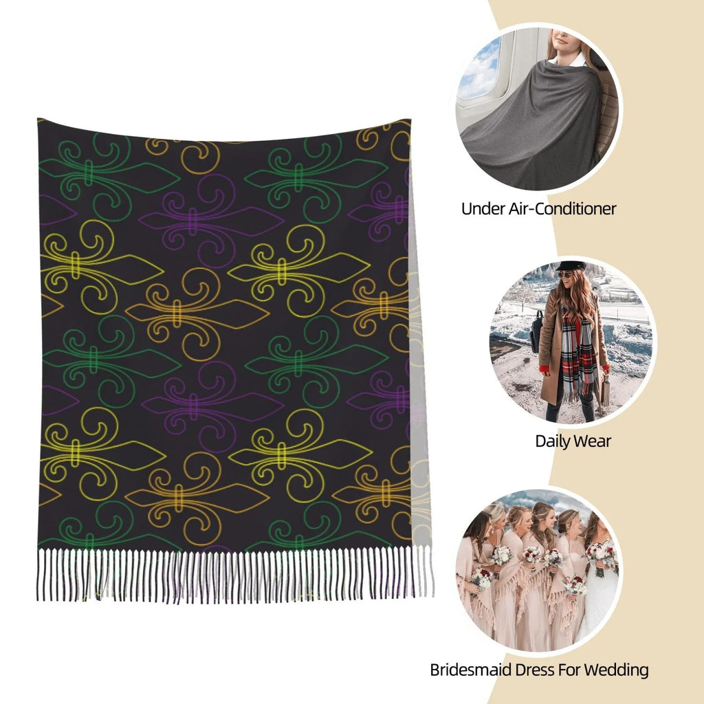 Feel Large Print Soft Cashmere Gras Women Bingfone Scarves Scarf Elegant Winter Mardi Shawl Warm Carnival Wrap For Art Gifts-