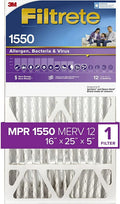 x x Pleat, 16x25x5, Filtrete Ultra Healthy MPR 1550 Filter, Furnace Allergen 1-Pack dimensions 15.75 24.13 Air Living AC actual DP, Deep 4.88
