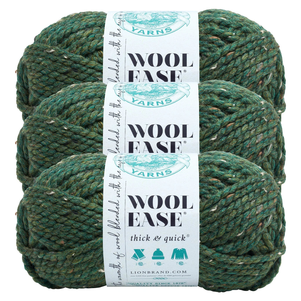 Green Bulky Lion Super Brand Acrylic, 3 Quick & Wool-Ease Kale Pack Wool Yarn Thick Yarn