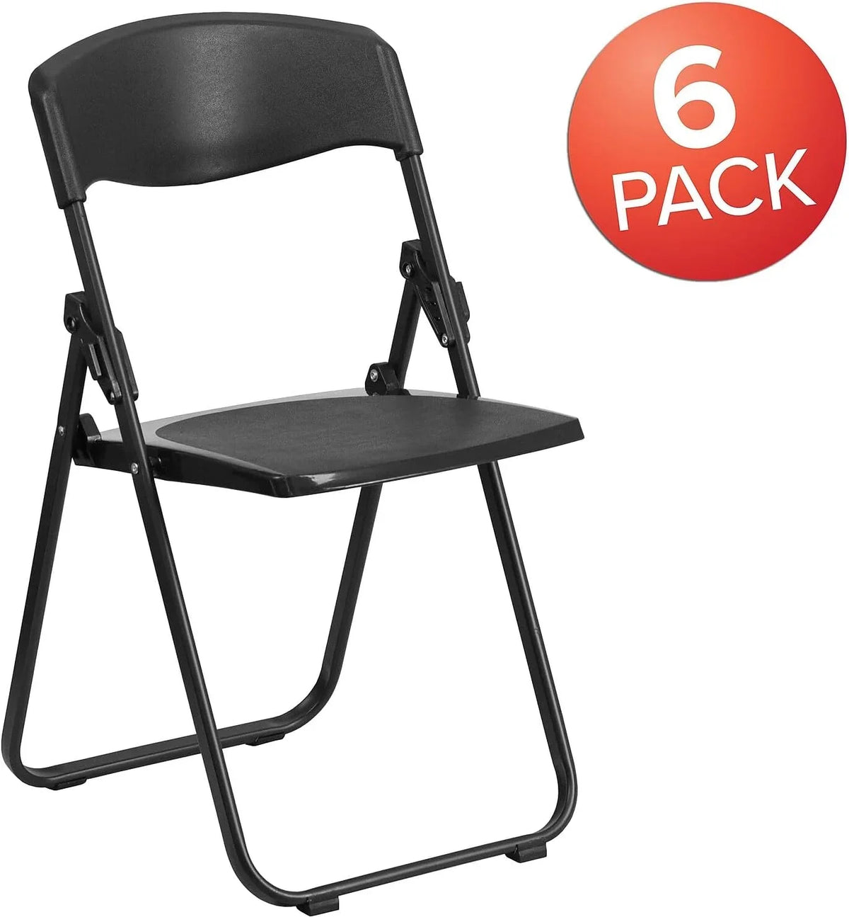 HERCULES Duty Series Pack Lb. 500 Ganging Folding Heavy Plastic With Black Chair Built-In Brackets Capacity 6