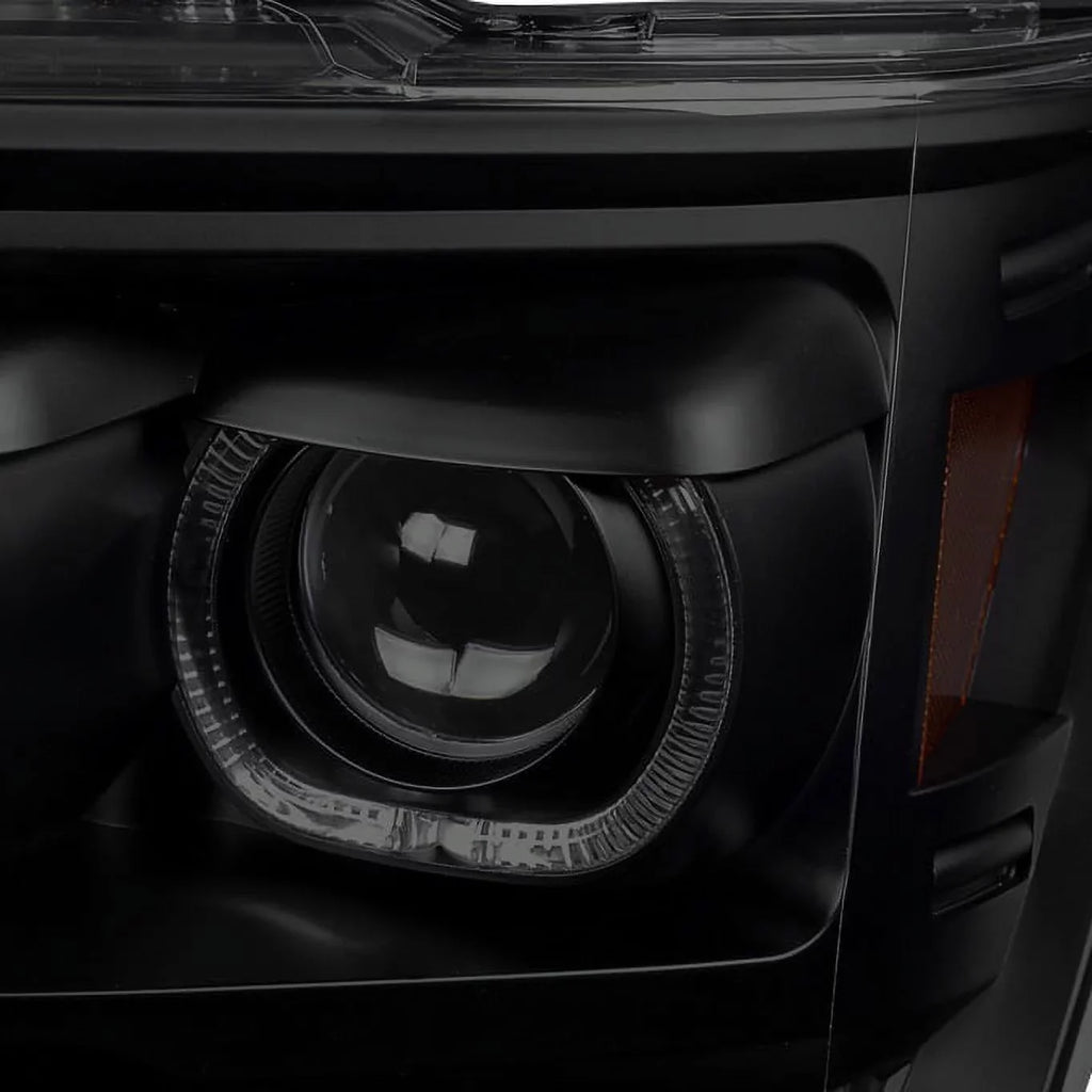 Tail Pickup F-150 Truck Set light For F150 [Dual Halo - Projector Headlights Ring] LED Black Smoked 09-14 + LED AKKON