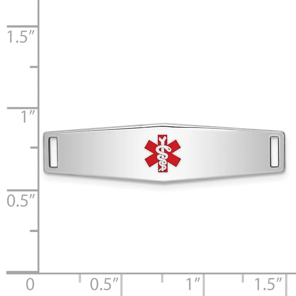 925 37inch, 9mm) Women(L- Medical Sterling Plate Bracelet Silver Id W- for Auriga inch for
