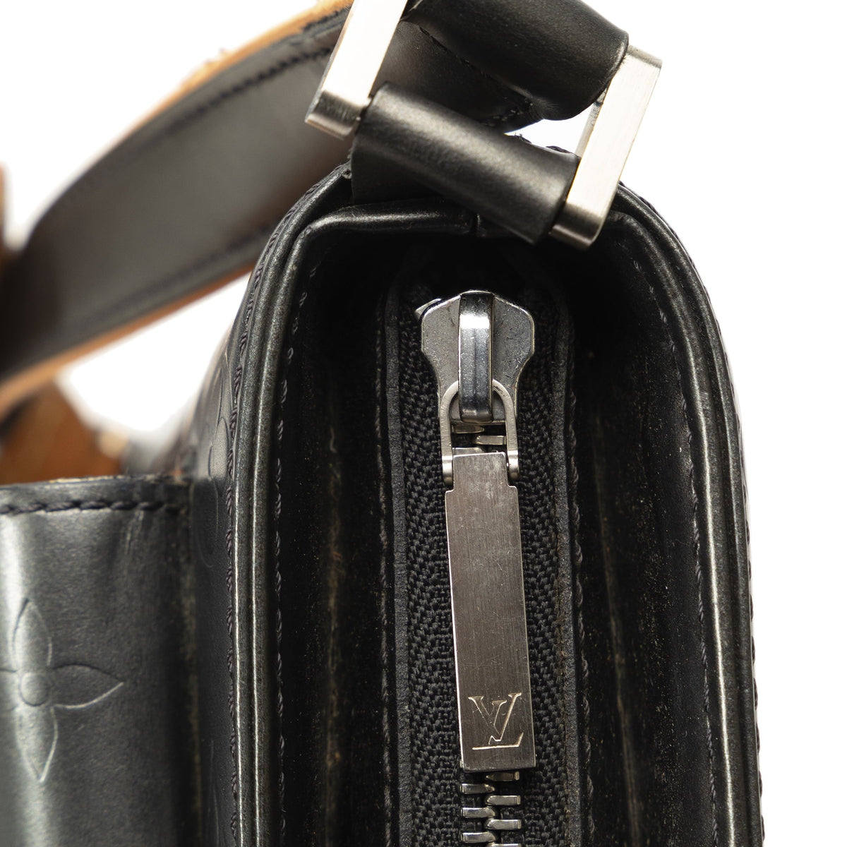 Leather Calf Shoulder (Good) Vuitton Bag Authenticated Monogram Gray Alston Pre-Owned Mat Louis Unisex