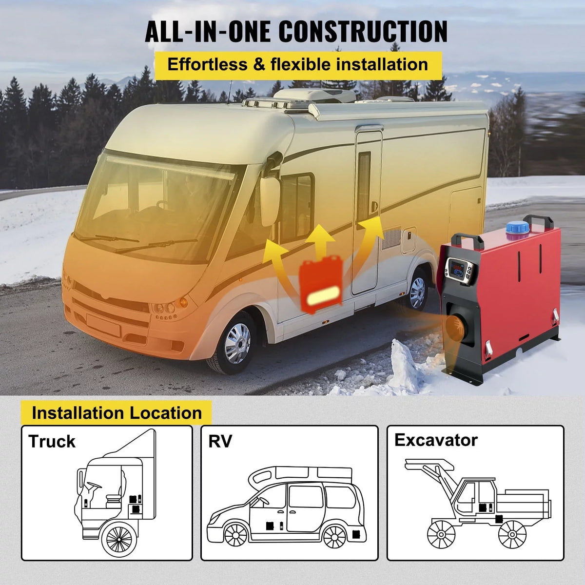 Wireless Diesel Bus, Silencer, 8KW, Motorhomes Switch, and Air Engineering Truck, Trailer for Control LCD VEVORbrand Heater One Parking Air One Diesel All Car, in Vehicles Outlet 12V with Boat