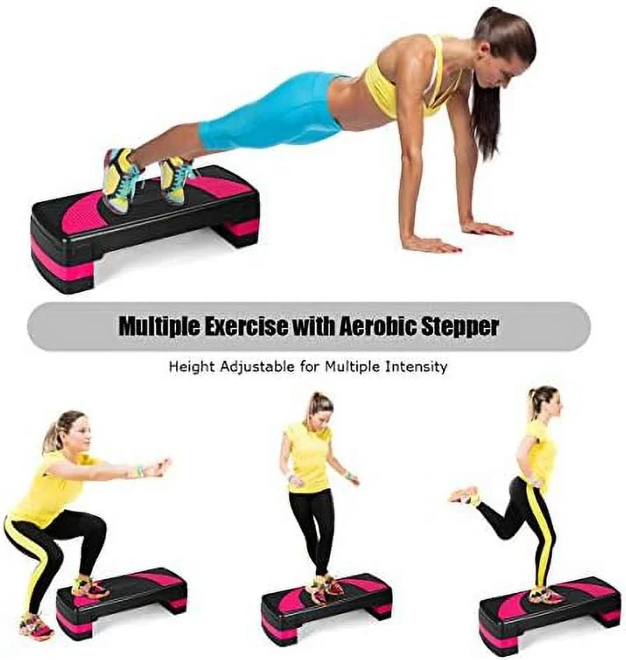 Workout Platforms 3-Level Detachable Adjustable Risers With 31” Surface, Shock-Absorb Stepper, Exercise Anti-Slip Pads, Aerobic Platform With & Step Non-Slip Height
