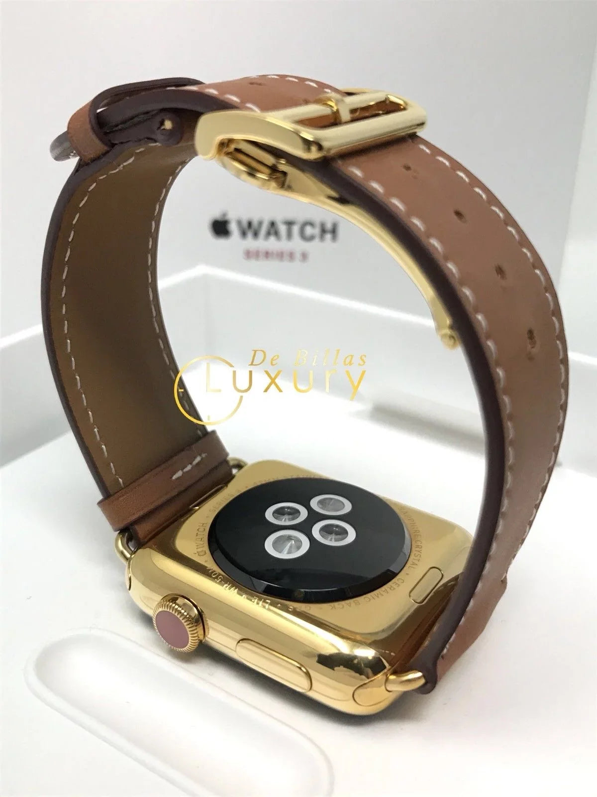 SERIES Gold Band 42MM Leather 3 24K iWatch Brown