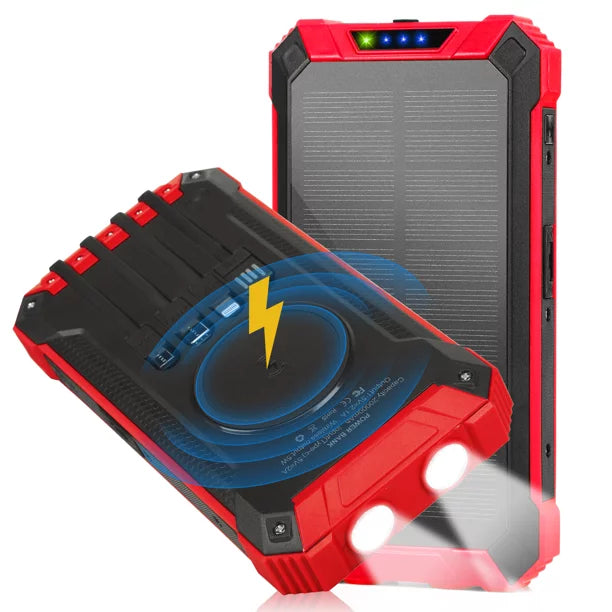 LED Inputs Ulefone Portable Port 20000mAh 3 C 15W 5V/3A Battery Wireless USB Bank IPX4 For Solar Flashlight Qi Solar Outputs 4 External Power 14 Armor with Waterproof Charger Built-in Cables 6 Power