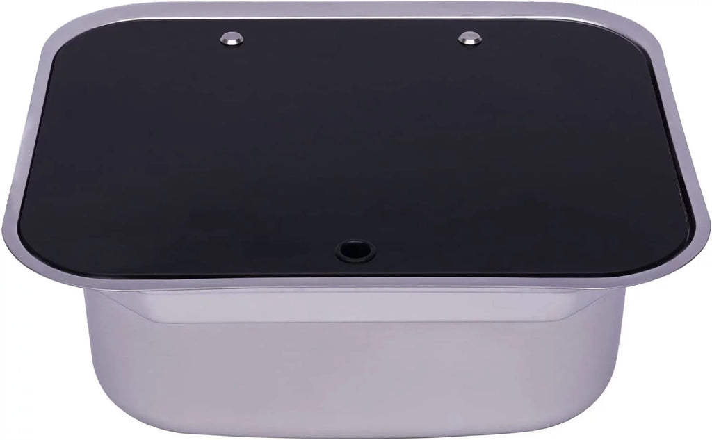 RV Kitchen Hand Lid Hand Sink Outdoor For Wash Kitchen Miumaeov Tempered RV Stainless Caravan, With Glass Basin Single Camper Sink Basin Steel Wash Bowl And Sink