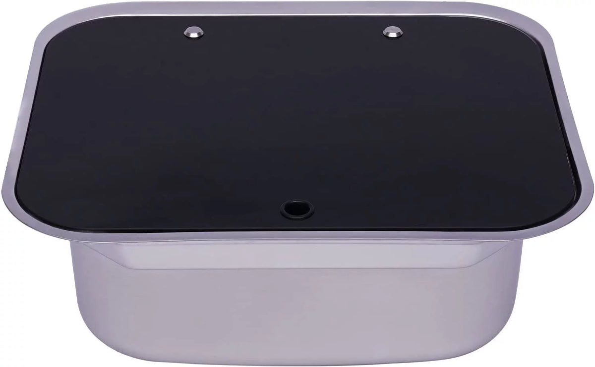 RV Kitchen Hand Lid Hand Sink Outdoor For Wash Kitchen Miumaeov Tempered RV Stainless Caravan, With Glass Basin Single Camper Sink Basin Steel Wash Bowl And Sink