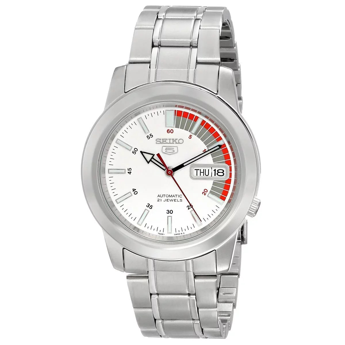 Seiko Watch 30M Day Date Stainless Automatic Men's SNKK25 Dial White Steel