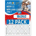 AIRX AIR. 12 WICKED USA MERV 7 to 18x24x2 Furnace Pack by Air of FPR 11 in FILTERS CLEAN Filter Filters MPR Made 1000, 1200 MPR & Rating, - Comparable