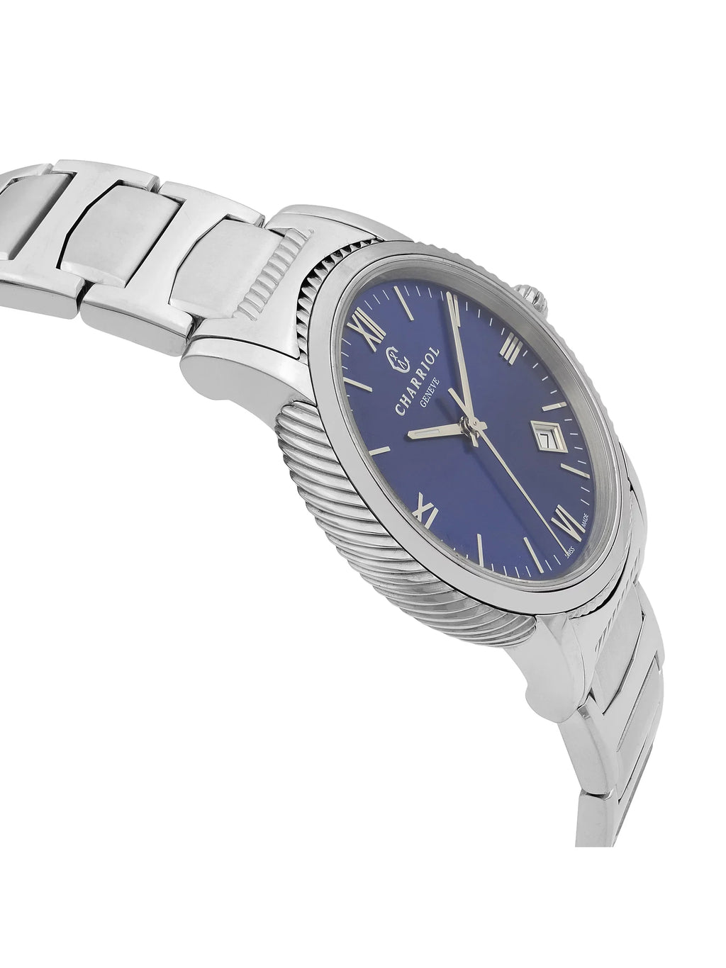40mm Dial Stainless P40S2.930.002 Parisii Charriol Watch Steel Mens Quartz Blue