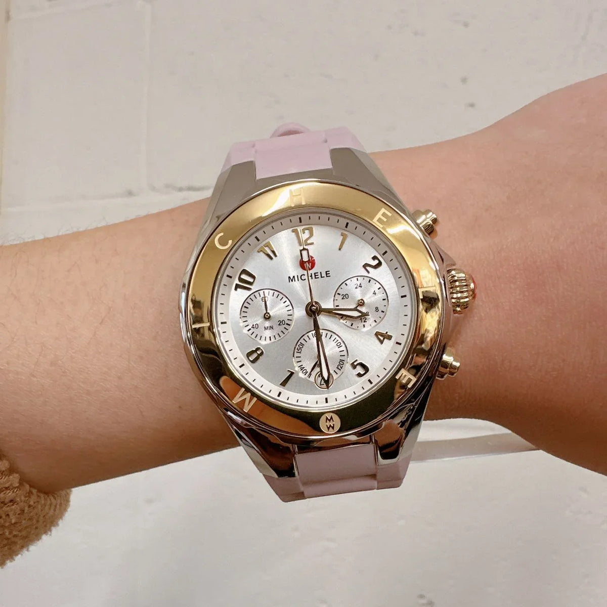 Silver Gold Michele Watch Bean Jelly Tone MWW12F000105 Two Tahitian Pink