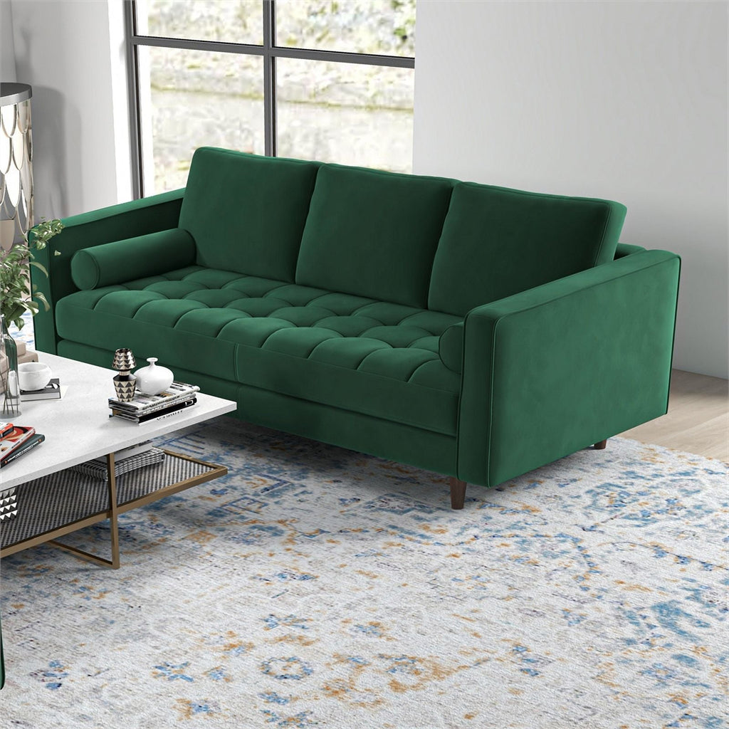 Set Velvet Back Pillow Tahir in Sofa Green Mid-Century
