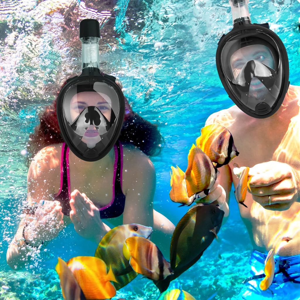 Snorkel Mount, Dive System, Upgraded Dry Face Mask Snorkeling Full L/XL Camera Mask View Panoramic Top with with Mask, Safety Breathing Set Detachable